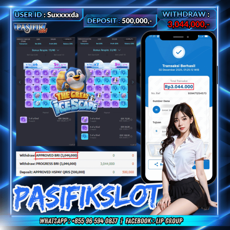 PASIFIKSLOT JACKPOT THE GREAT ICESCAPE Rp.3,044,000,- LUNAS!