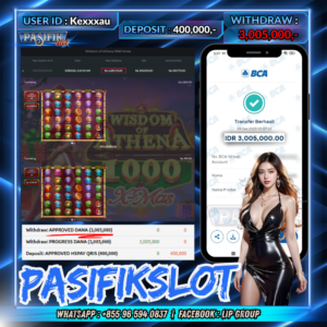 PASIFIKSLOT JACKPOT WISDOM OF ATHENA 1000 XMAS Rp.3,005,000,-LUNAS!