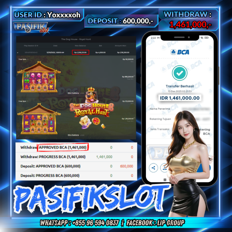 PASIFIKSLOT JACKPOT  THE DOG HOUSE – ROYAL HUNT Rp.1,461,000,-LUNAS!