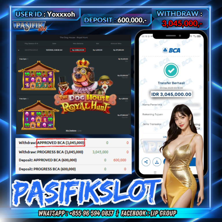 PASIFIKSLOT JACKPOT THE DOG HOUSE – ROYAL HUNT Rp.3,045,000,-LUNAS!
