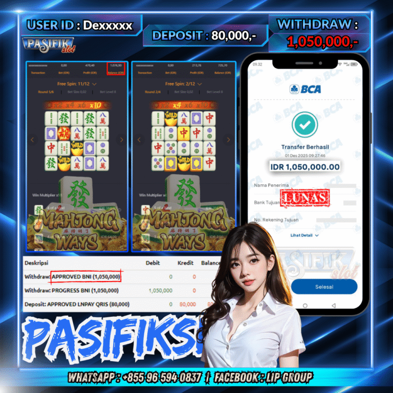 PASIFIKSLOT JACKPOT MAHJONG WAYS Rp.,1,050,000,- LUNAS!