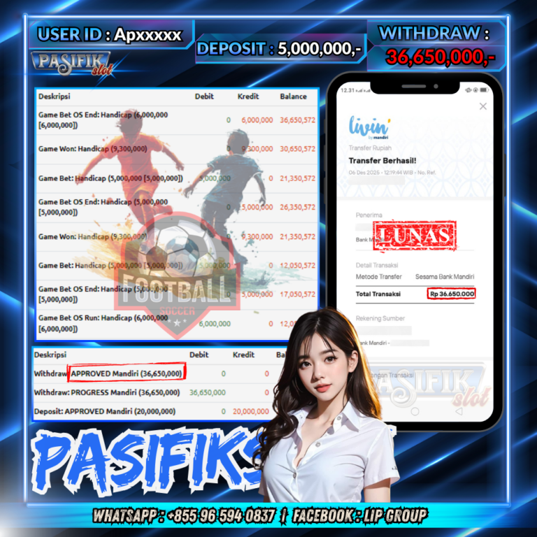 PASIFIKSLOT JACKPOT SPORT SOCCER SINGLE BET Rp.36,650,000,-LUNAS!