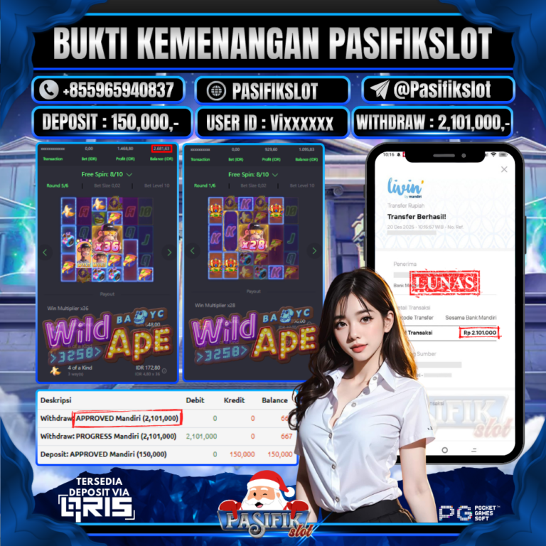 PASIFIKSLOT JACKPOT PG SOFT WILD APE Rp.2,101,000,-LUNAS!