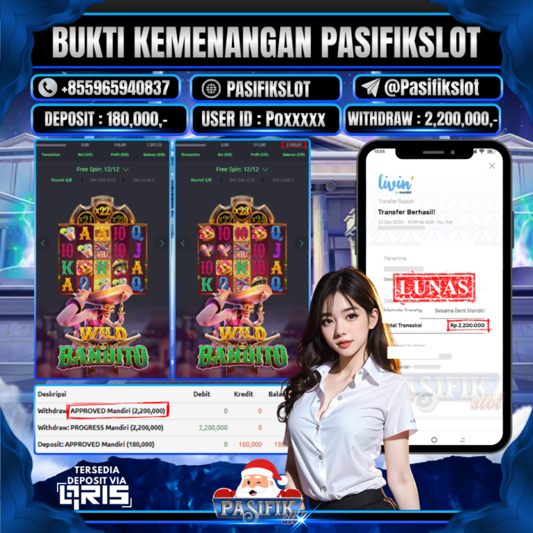 PASIFIKSLOT JACKPOT WILD BANDITO Rp.2,200,000,-LUNAS!