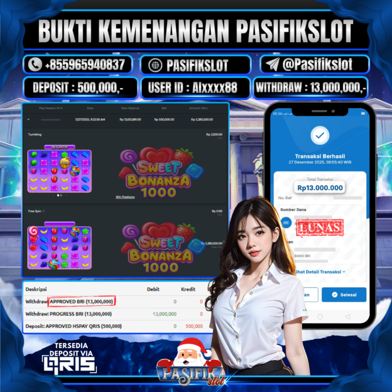 PASIFIKSLOT JACKPOT SWEET BONANZA 1000 Rp.13,000,000,- LUNAS!