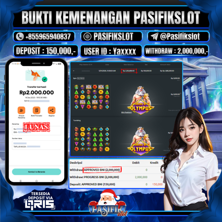 PASIFIKSLOT JACKPOT GATES OF OLYMPUS Rp.2,000,000,-LUNAS!
