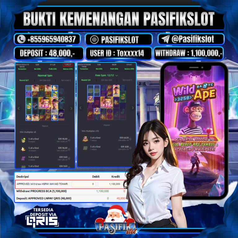 PASIFIKSLOT JACKPOT PG SOFT WILD APE Rp.1,100,000,- LUNAS!
