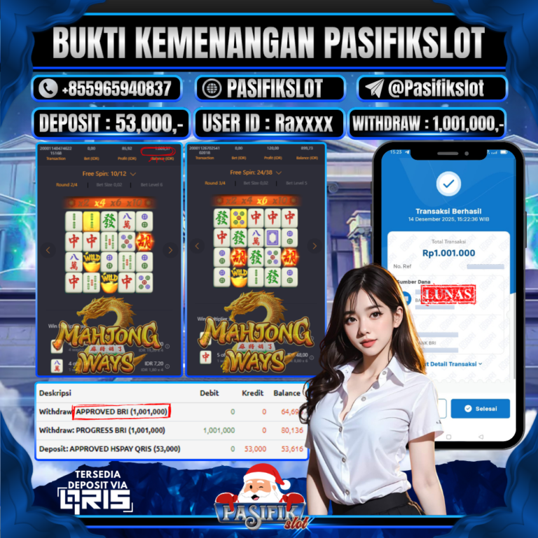 PASIFIKSLOT JACKPOT MAHJONG WAYS Rp.1,001,000,-LUNAS!