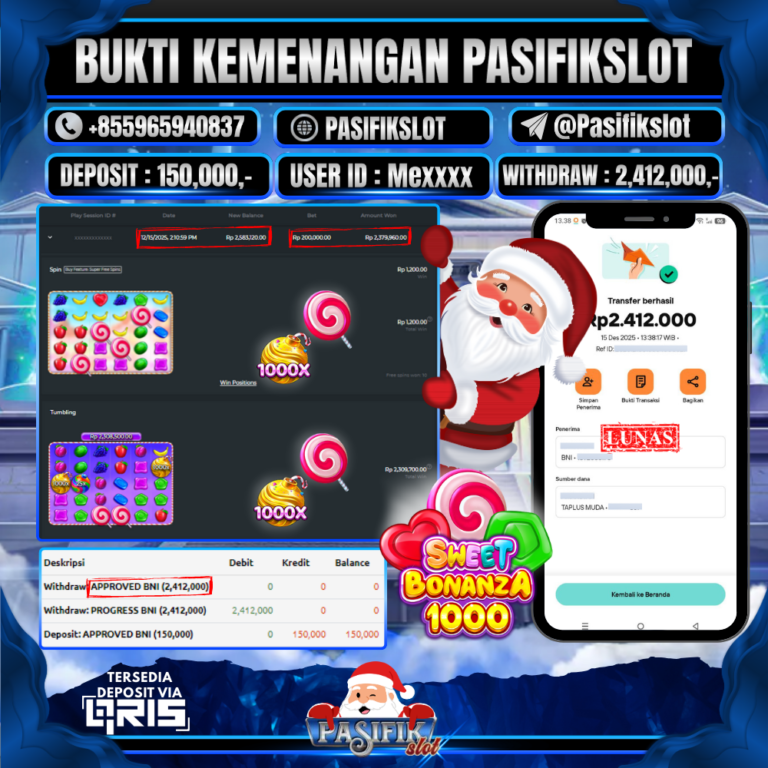 PASIFIKSLOT JACKPOT SWEET BONANZA 1000 Rp.2,412,000,-LUNAS!