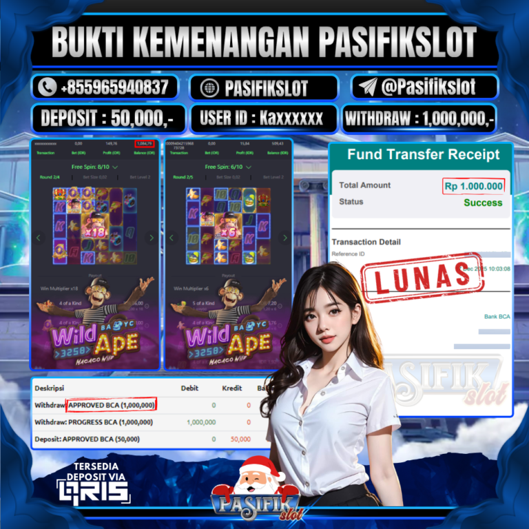 PASIFIKSLOT JACKPOT PG SOFT WILD APE Rp.1,000,000,-LUNAS!