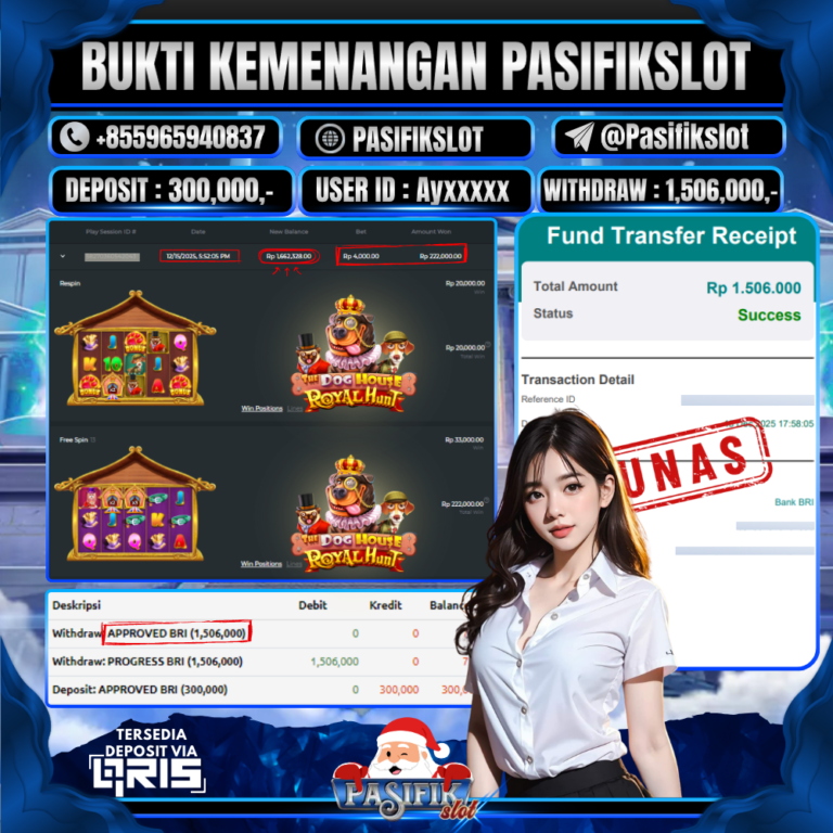 PASIFIKSLOT JACKPOT THE DOG HOUSE ROYAL HUNT Rp.1,506,000,-LUNAS!