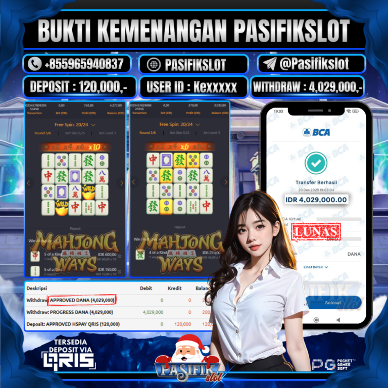 PASIFIKSLOT JACKPOT MAHJONG WAYS Rp.4,029,000,-LUNAS!