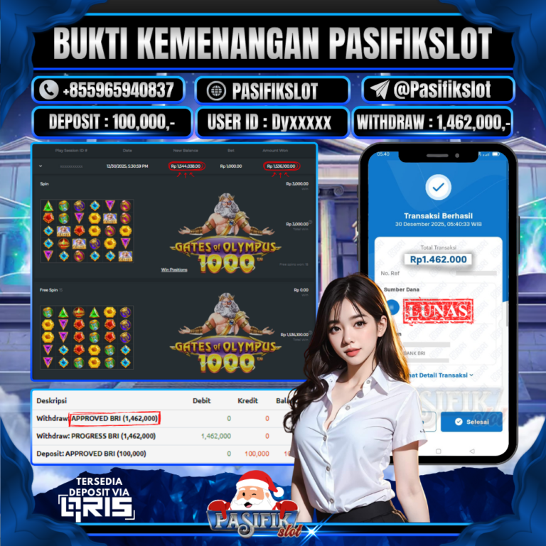 PASIFIKSLOT JACKPOT GATES OF OLYMPUS 1000 Rp.1,462,000,- LUNAS!