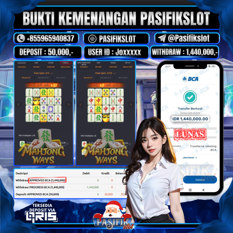 PASIFIKSLOT JACKPOT MAHJONG WAYS Rp.1,440,000,- LUNAS!