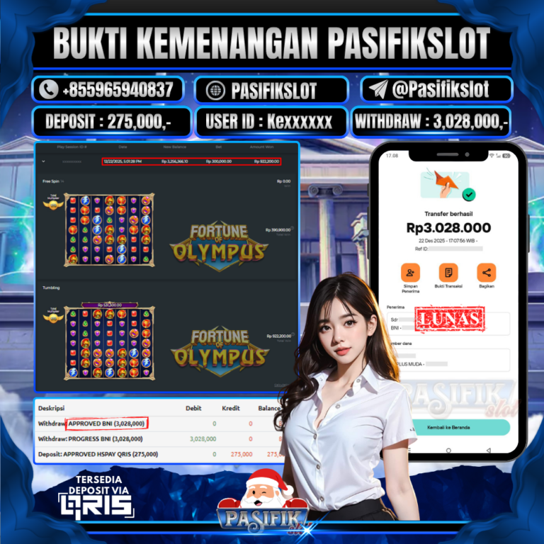 PASIFIKSLOT JACKPOT FORTUNE OF OLYMPUS Rp.3,028,000,-LUNAS!
