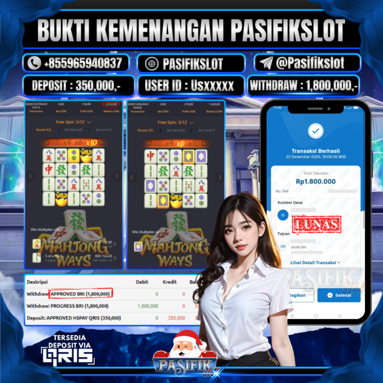 PASIFIKSLOT JACKPOT MAHJONG WAYS Rp.1,800,000,-LUNAS!