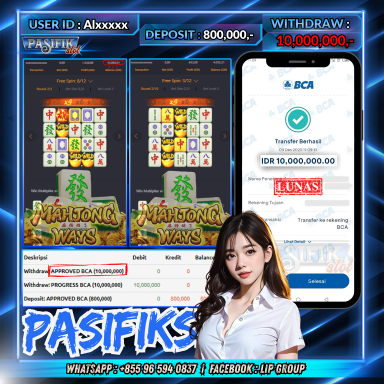PASIFIKSLOT JACKPOT MAHJONG WAYS Rp.10,000,000,-LUNAS!