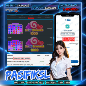 PASIFIKSLOT JACKPOT SWEET BONANZA 1000 Rp.5,400,000,- LUNAS!