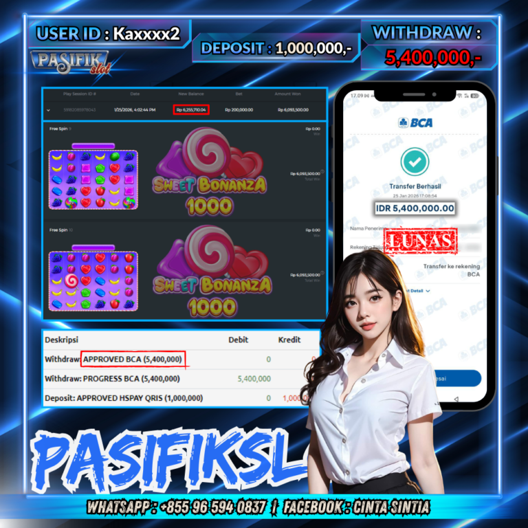 PASIFIKSLOT JACKPOT SWEET BONANZA 1000 Rp.5,400,000,- LUNAS!