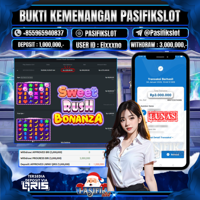 PASIFIKSLOT JACKPOT SWEET RUSH BONANZA  Rp.3,000,000,- LUNAS!