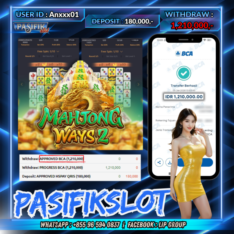 PASIFIKSLOT JACKPOT MAHJONG WAYS 2 Rp.1,210,000,- LUNAS!