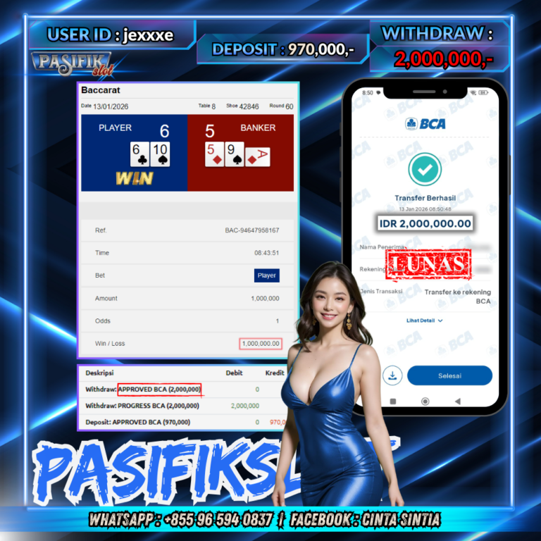 PASIFIKSLOT JACKPOT LIVE-BACCARAT CLASSIC Rp.2,000,000,- LUNAS!
