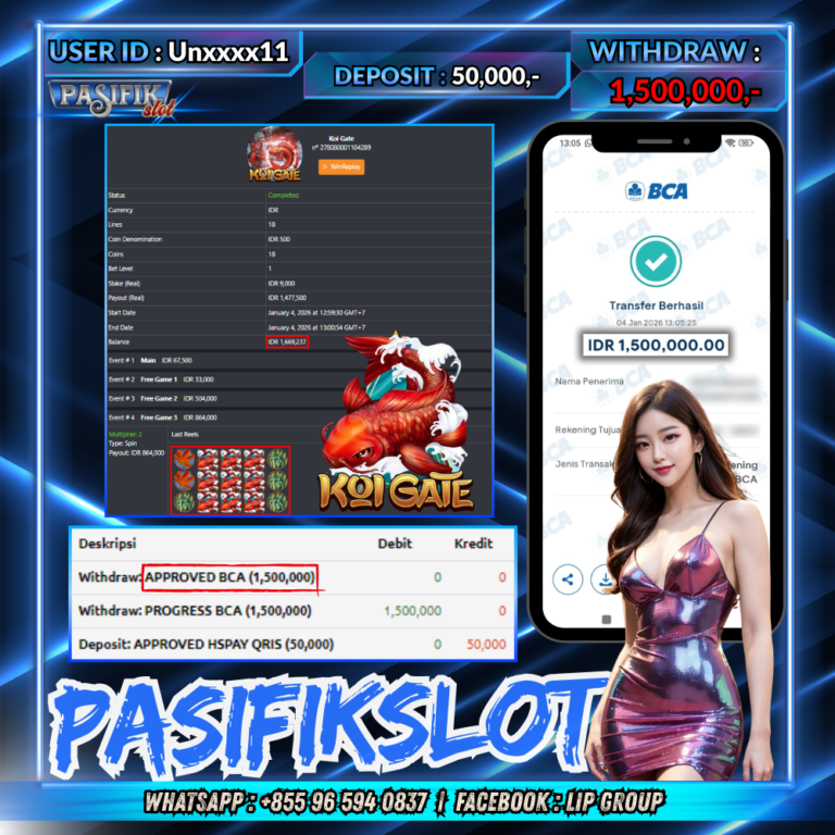 PASIFIKSLOT JACKPOT KOI GATE Rp.1,500,000,- LUNAS!