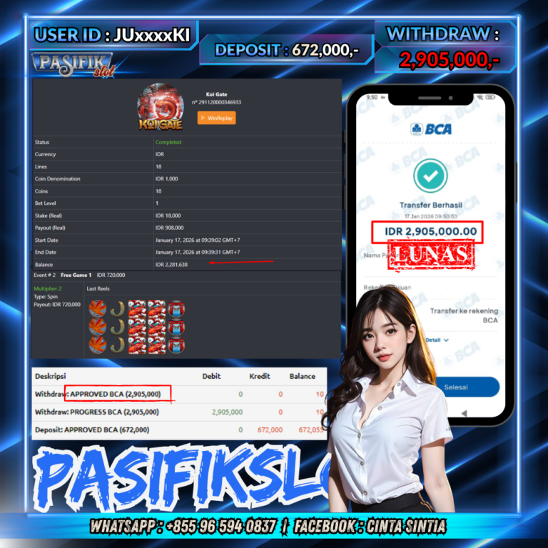 PASIFIKSLOT JACKPOT HABANERO KOI GATE Rp.2,905,000,- LUNAS!