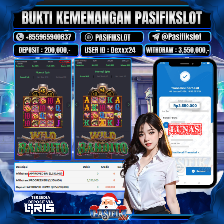 PASIFIKSLOT JACKPOT PG SOFT WILD BANDITO Rp.3,550,000,- LUNAS!