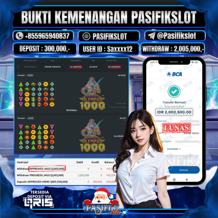 PASIFIKSLOT JACKPOT GATES OF OLYMPUS 1000 Rp.2,005,000,- LUNAS!