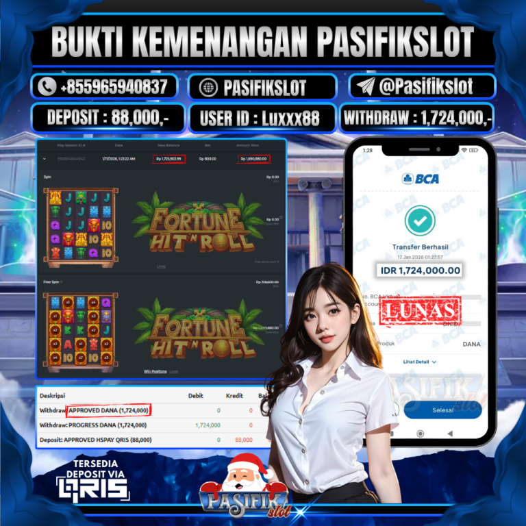 PASIFIKSLOT JACKPOT PRAGMATIC PLAY FORTUNE HIT’N ROLL Rp.1,724,000,- LUNAS!