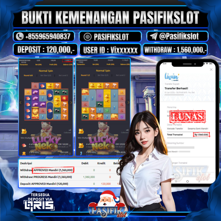 PASIFIKSLOT JACKPOT PG SOFT LUCKY NEKO Rp.1,560,000,- LUNAS!