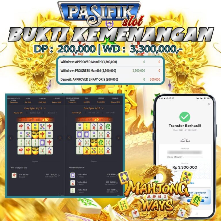PASIFIKSLOT JACKPOT MAHJONG WAYS Rp.3,300,000,- LUNAS!
