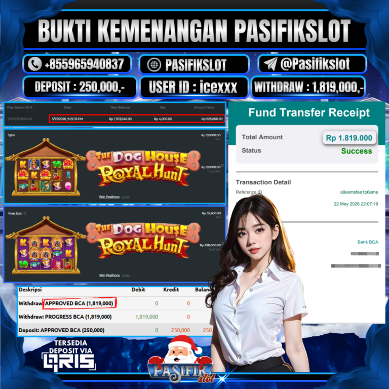 PASIFIKSLOT JACKPOT PG SOFT THE DOG HOUSE – ROYAL HUNT Rp.1,819,000,- LUNAS!!