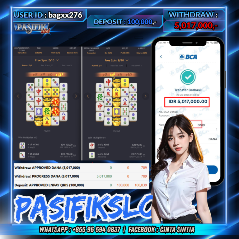 PASIFIKSLOT JACKPOT PG SOFT MAHJONG WAYS 2 Rp.5,017,000,- LUNAS!!