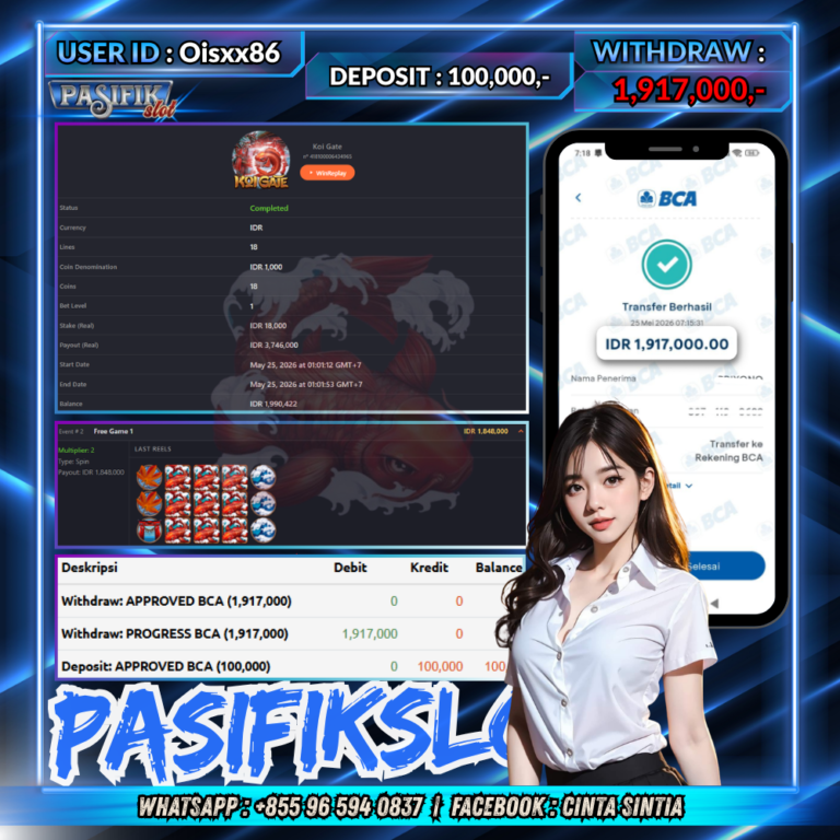 PASIFIKSLOT JACKPOT KOI GATE Rp.1,917,000,- LUNAS!!
