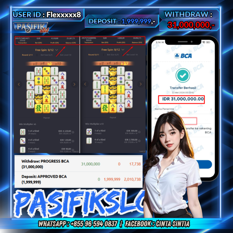 PASIFIKSLOT JACKPOT PG SOFT MAHJONG WAYS 2 Rp.31,000,000,- LUNAS!!