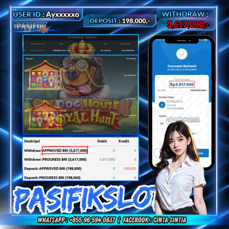 PASIFIKSLOT JACKPOT THE DOG HOUSE  ROYAL HUNT Rp.3,617,000,- LUNAS!!